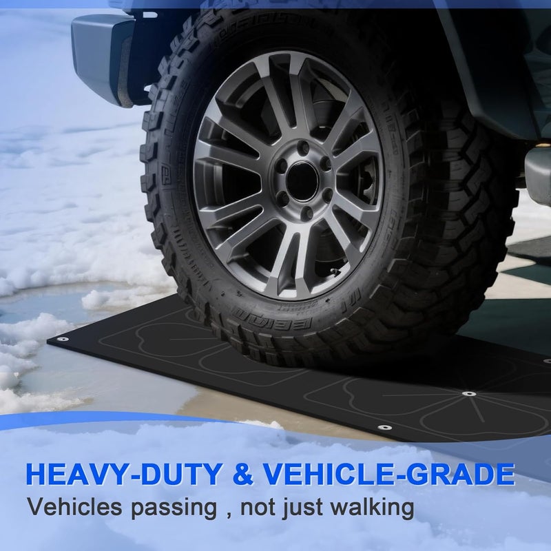 GEARBONE 10" x 30" Premium Heated Snow Melting Mat, TPO Material, -40°F Cold Resistance, 0.22" Thick Vehicle-Grade Ice Mat with Overload Protection & Thermostat, Non-Slip for Driveways, Walkways, Stairs - Image 2